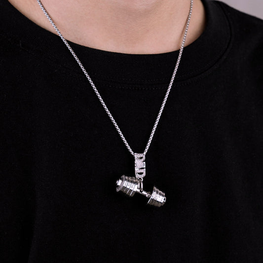 Father's Day Gift, Personalized DAD Dumbbell Charm Necklace