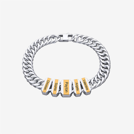 Father's Day Gift Cuba Link Men's Bracelet With Personalized Beads
