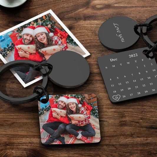 Custom Photo Keychain Engraved Calendar Keychain Gifts