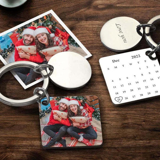 Custom Photo Keychain Engraved Calendar Keychain Gifts