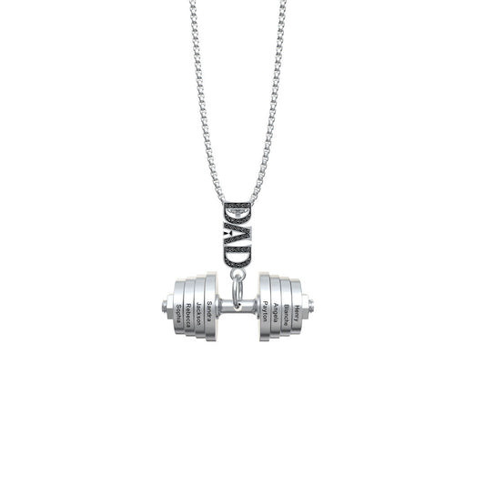 Father's Day Gift, Personalized DAD Dumbbell Charm Necklace