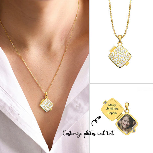 Christmas Gift Box Photo Necklace