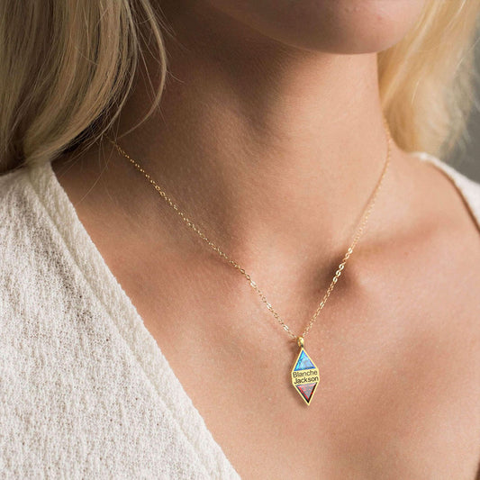 Personalized triangle crystal couple necklace