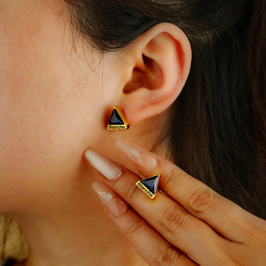 Engraved Triangle Earrings