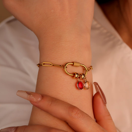 Personalised Hoop Beads and Coloured Diamond Bracelet