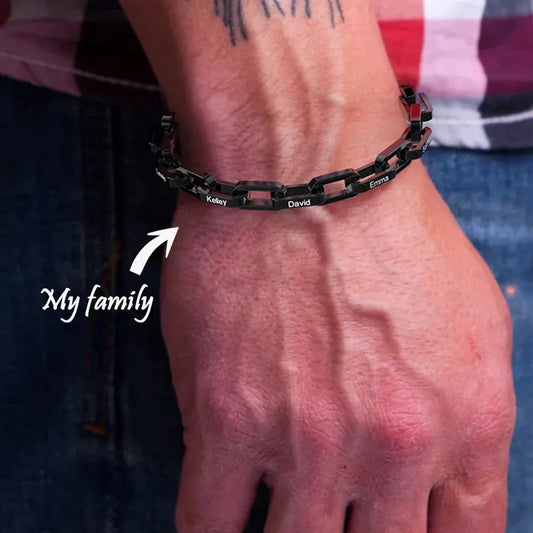 Charm Bracelets Personalized Names Men Bracelet Stainless Steel Link Chain Bracelet