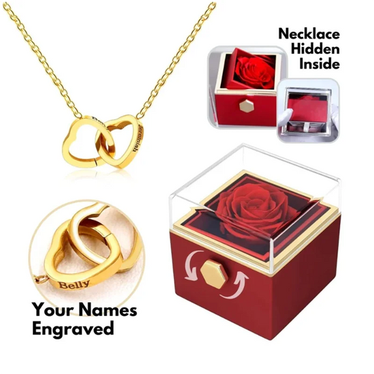 Rose Box & Double Love Necklace Personalized