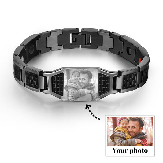 Custom Men Magnetic Bracelet Personalized Photo Bracelet for Him