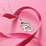 Load image into Gallery viewer, Heart in Heart Name Necklace with Birthstones
