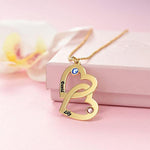 Load image into Gallery viewer, Heart in Heart Name Necklace with Birthstones
