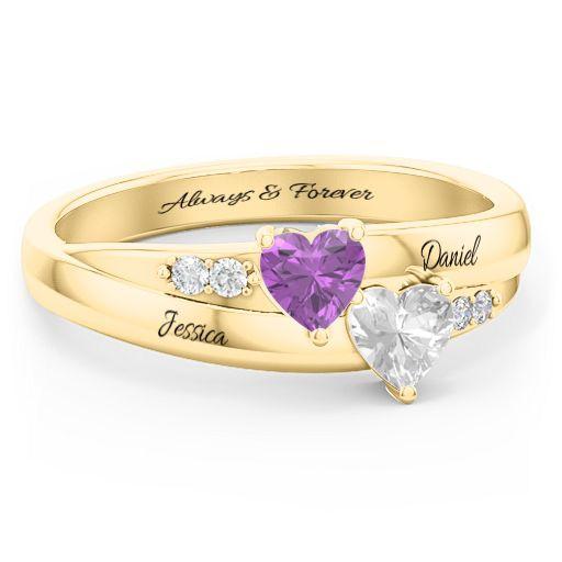 Double Heart Birthstone Promise Ring