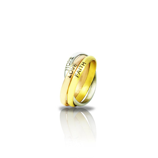 Hope Love Faith-Engraving Tri-color Oath Ring Sets