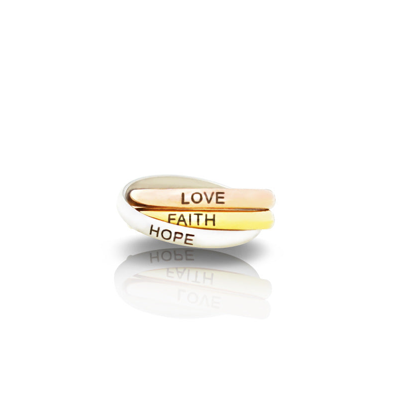 Hope Love Faith-Engraving Tri-color Oath Ring Sets