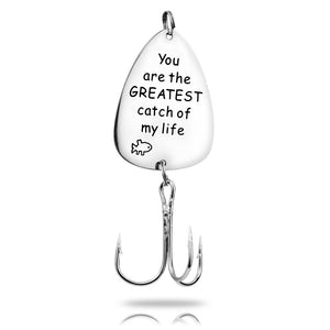 Free Engraving Fishhook Charms for Father's Day-You are the greatest catch of my life