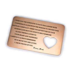 Mom To My Son Wallet Insert Card in Rose Gold-I Wish You The Strength To Face Challenges