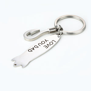 Engraved Fishhook Keychain-Love You Dad