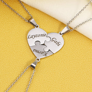 Christmas Family Gift Personalized Heart Puzzle Necklace or Keychain