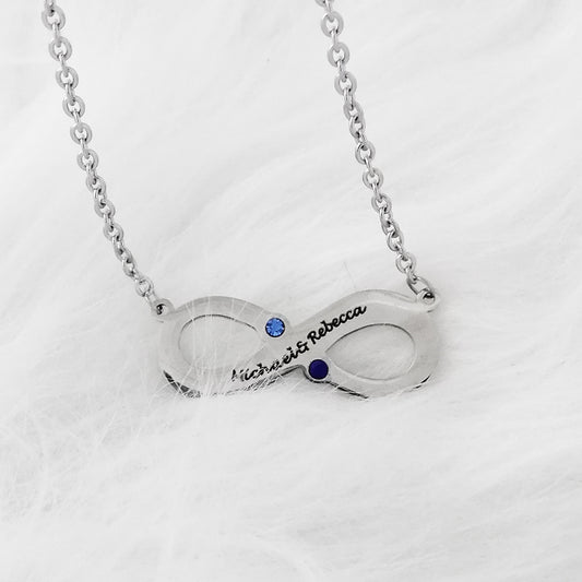 Infinity Name Necklace with Birthstones