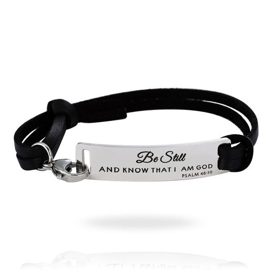 Black Leather Bar Bracelet