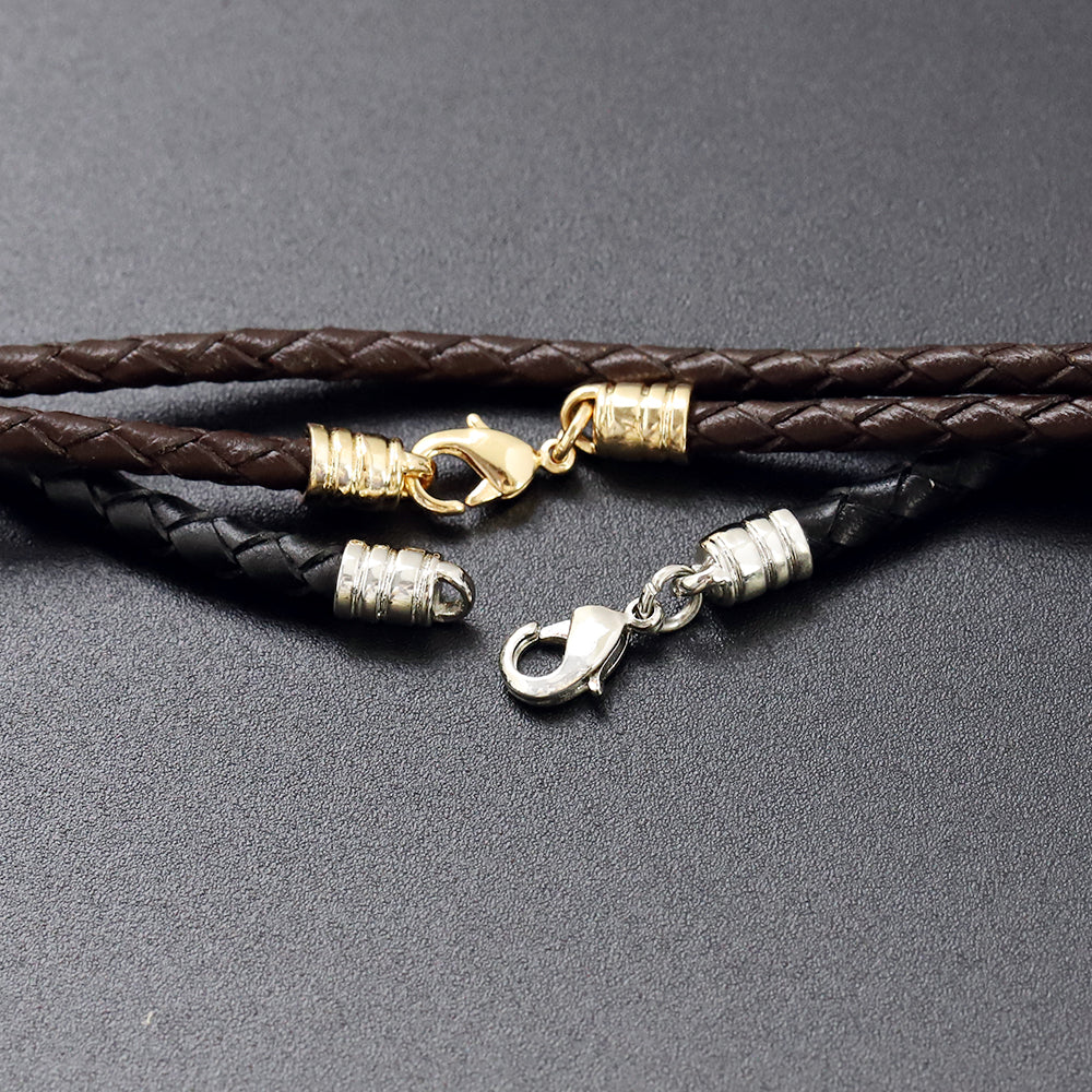 Braided Leather Bracelet with Custom 1-7 Beads