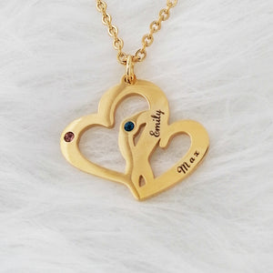 Engraved Two Heart Necklace