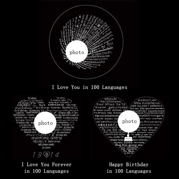 Lover Heart Photo & 100 Languages Projection Necklaces for Her