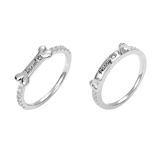 Engraved Ear & Bone Shaped Pet Ring