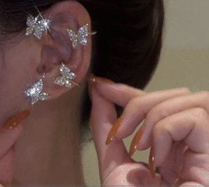 Shiny crystal butterfly earrings