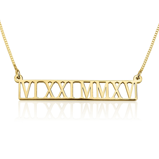 Roman Numeral Cut Out Necklace