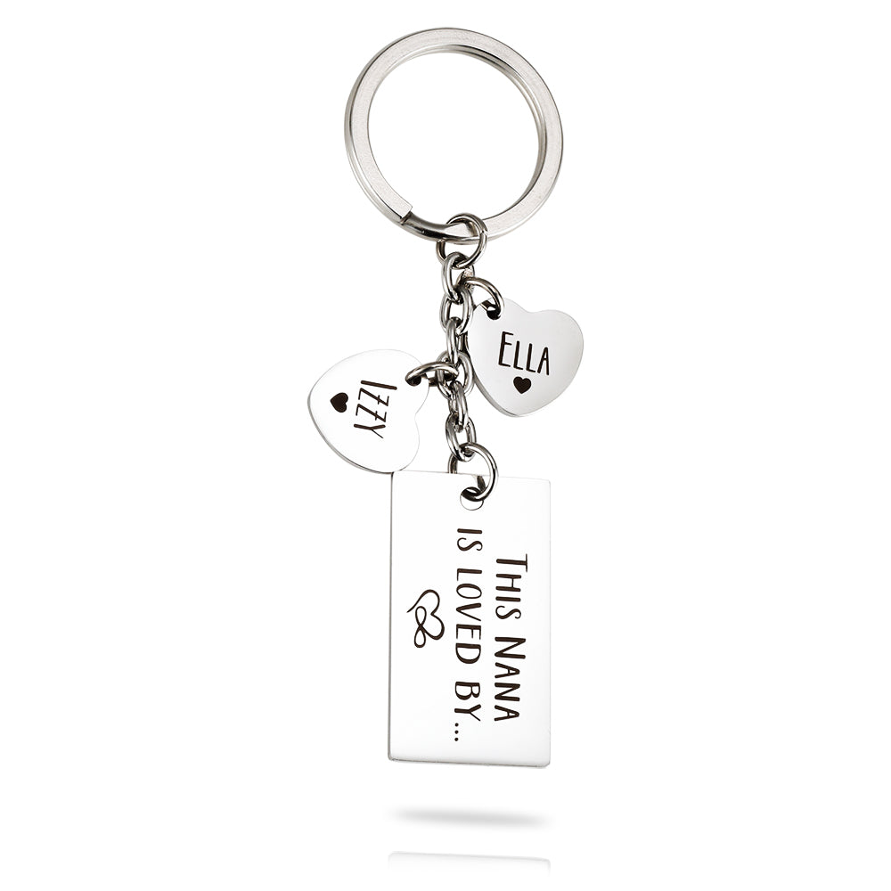 Free Engraving Heart Shape Pendant Keychain-This Nana is Loved By...