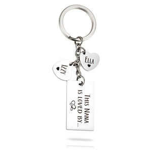 Free Engraving Heart Shape Pendant Keychain-This Nana is Loved By...