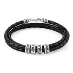 Load image into Gallery viewer, Father&#39;s Day Gift! Men Braided Leather Bracelet with Small Custom Beads
