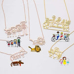 Load image into Gallery viewer, Personalized Engraved Children Art Drawing Necklace &amp; Keychain
