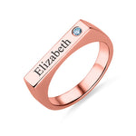 Load image into Gallery viewer, Engraved Bar Ring With Birthstone Sterling Silver
