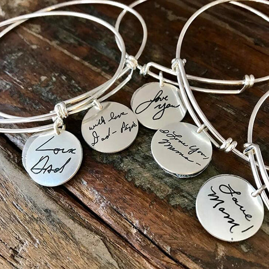 Handwritten Expandable Bracelet with Charm