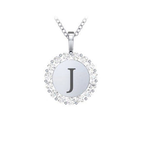 Initial Halo Disc Necklace with rhinestone