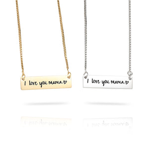Engraved Bar Necklace For Mother's Day-I love you mama