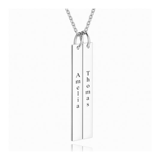 Vertical Two Bar Necklace with Engraving