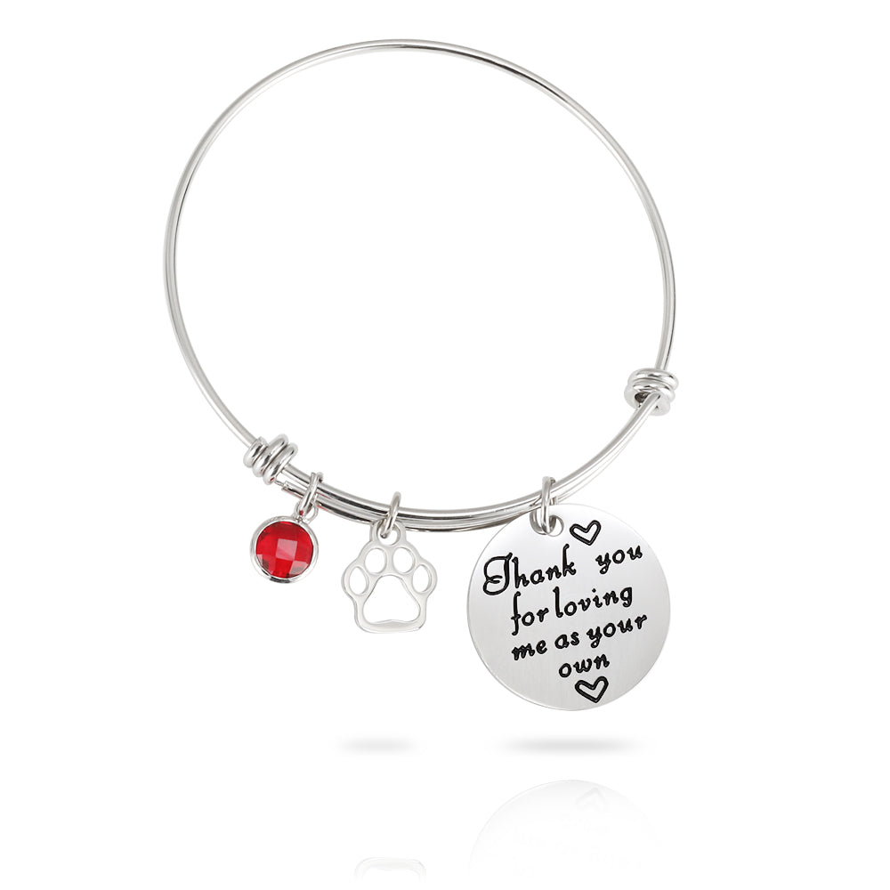 Mom Birthstone Bangle -Thank you for loving me as your own