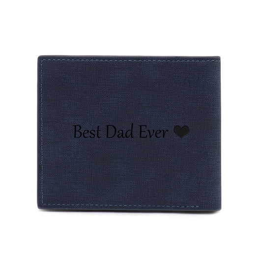 Personalized Photo Engraving Leather  Wallet In Blue