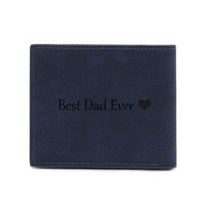 Personalized Photo Engraving Leather  Wallet In Blue