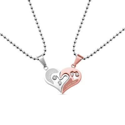 Personalized Heart Necklace for Couple