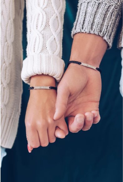 Leather Braid Engraved Bracelets Set for Lover