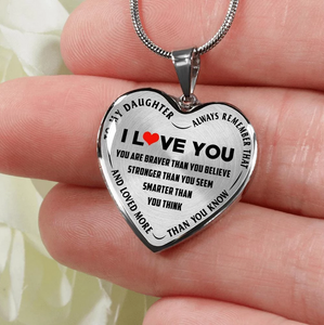 To My Daughter Heart Shaped Necklace- I Love You, more than you konw