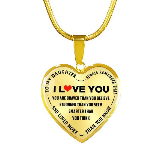 To My Daughter Heart Shaped Necklace- I Love You, more than you konw