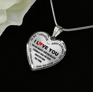 To My Daughter Heart Shaped Necklace- I Love You, more than you konw