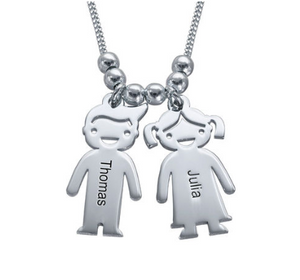 Mother's Necklace with Engraved Children Charms
