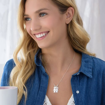 Mother's Necklace with Engraved Children Charms