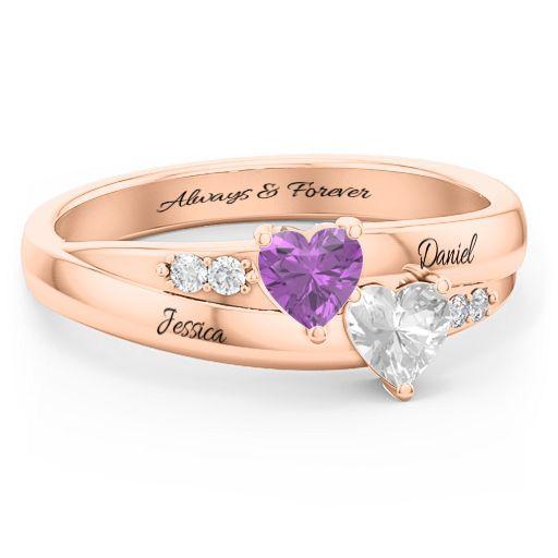 Double-Heart Birthstone Promise Ring