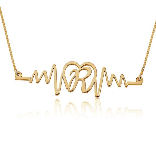 Initial Heartbeat Necklace